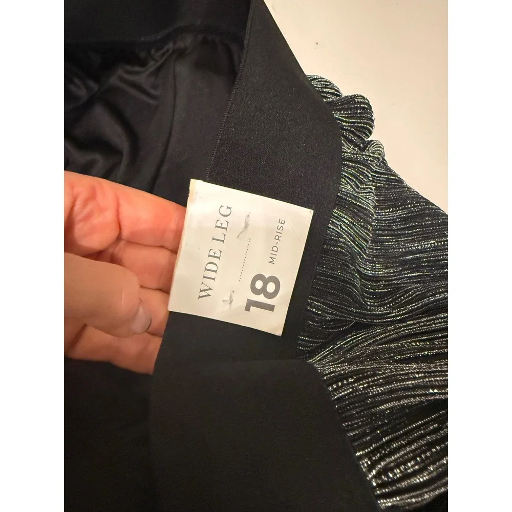Lane Bryant Womens Pull-On Shine Knit Pleated Wide Leg Metallic Holiday Party 18